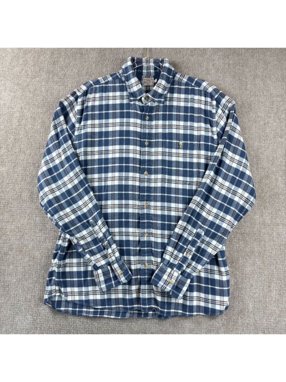 Faherty The Movement Flannel Shirt XL Rainier Plaid Blue Stretch Long Sleeve